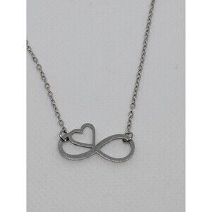 Womens Brand New Durable Polished Stainless Steel 23inch Infinity Heart Necklace